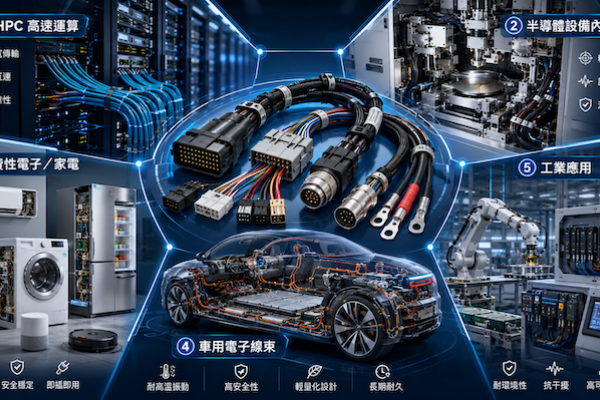 電子連接線束與連接器，應用在多元垂直市場，包含近年利潤與成長性高的 HPC 與 SPE 半導體設備裡 貿聯 HPC / 成熟各回升，SPE 半導體由配角躍為引擎 Aug.2026